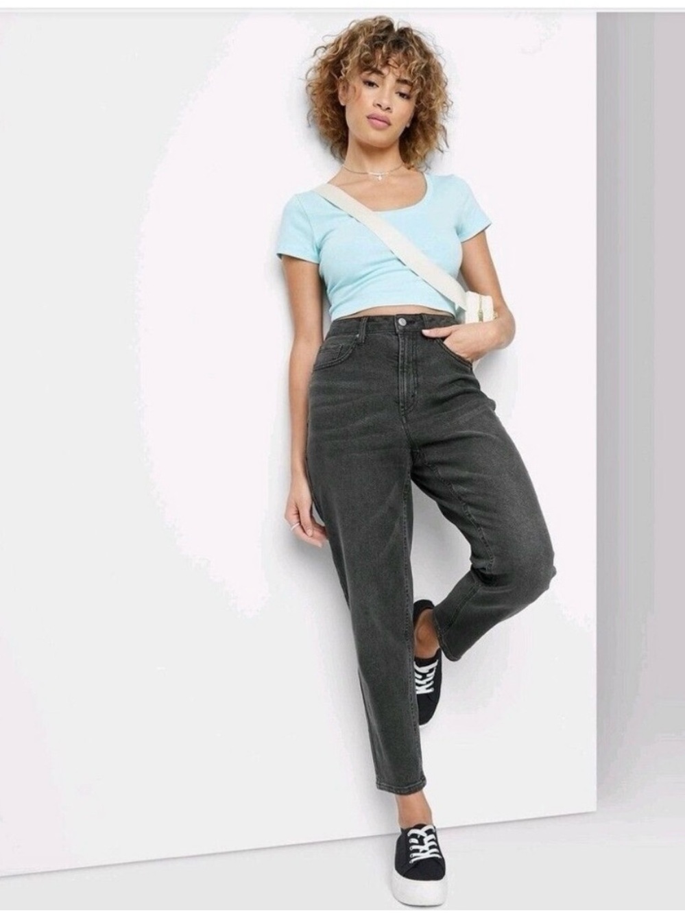 wild fable High-Rise Straight Leg mom Jeans in Charcoal